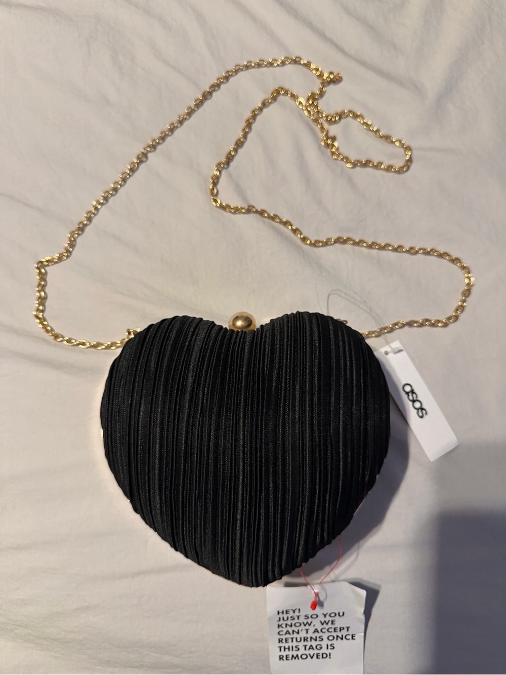 ASOS Black Heart Crossbody Bag with Gold Chain Strap